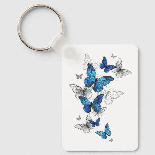 Blåflygande fjärilar Morpho Nyckelring