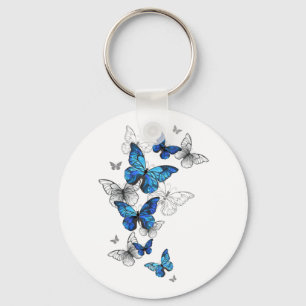 Blåflygande fjärilar Morpho Nyckelring