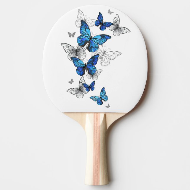 Blåflygande fjärilar Morpho Pingisracket (Framsidan)