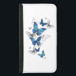 Blåflygande fjärilar Morpho Plånboksfodral För Samsung Galaxy S5<br><div class="desc">Flygande blå Butterflies morpho och vita fjärilar på en ljus abstrakt bakgrund. Morpho. Design med blå fjärilar morfin.</div>