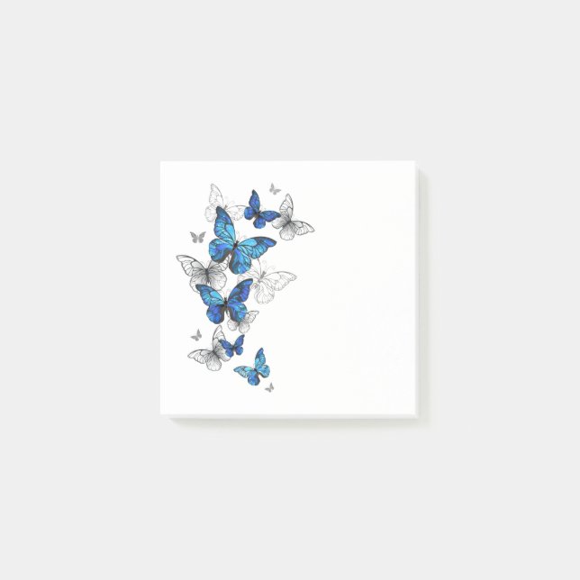 Blåflygande fjärilar Morpho Post-it Block (Framsida)