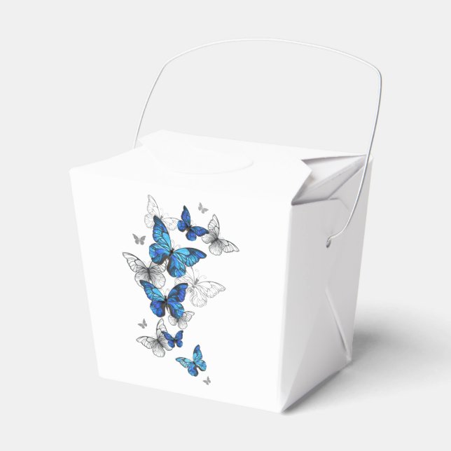 Blåflygande fjärilar Morpho Presentaskar (Framsidan Sidan)