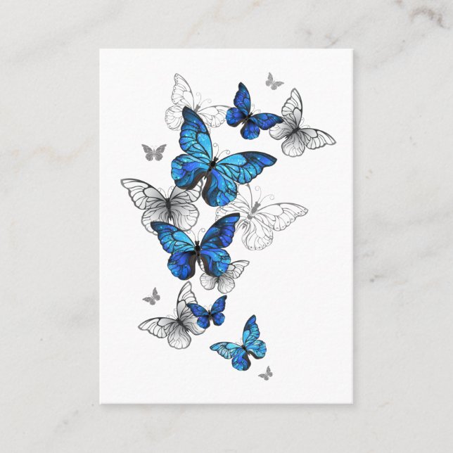 Blåflygande fjärilar Morpho Rabattkort (Framsida)