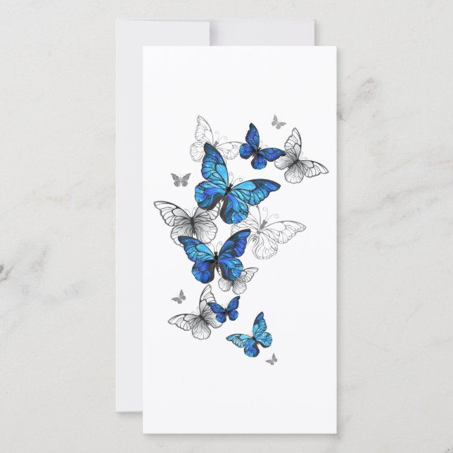 Blåflygande fjärilar Morpho Spara Datumet (Framsida)