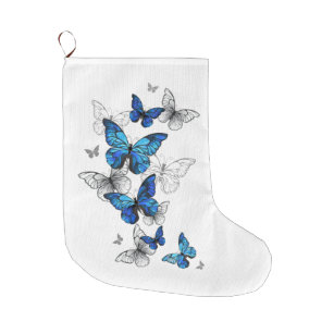 Blåflygande fjärilar Morpho Stor Julstrumpa