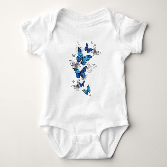 Blåflygande fjärilar Morpho T Shirt (Framsida)