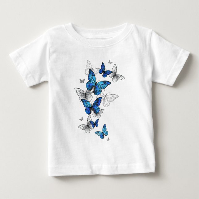 Blåflygande fjärilar Morpho T Shirt (Framsida)