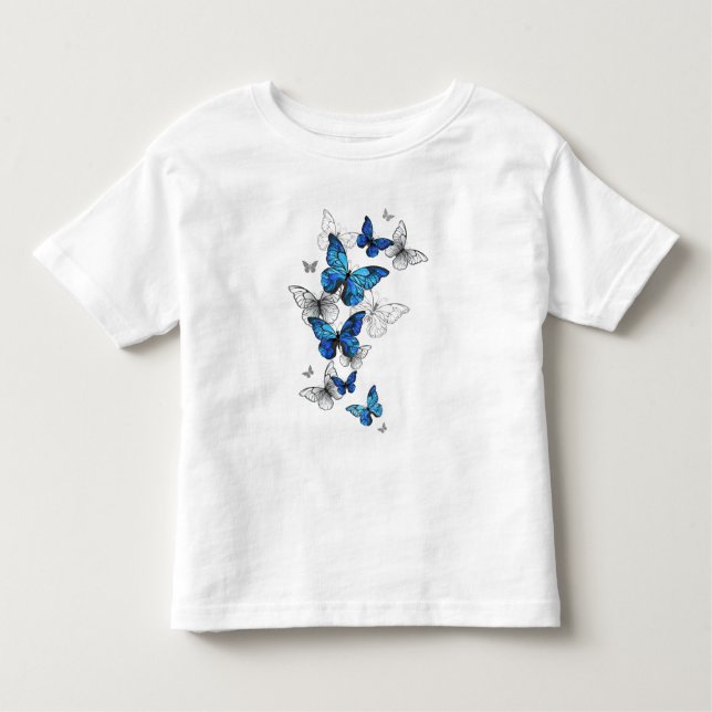 Blåflygande fjärilar Morpho T Shirt (Framsida)