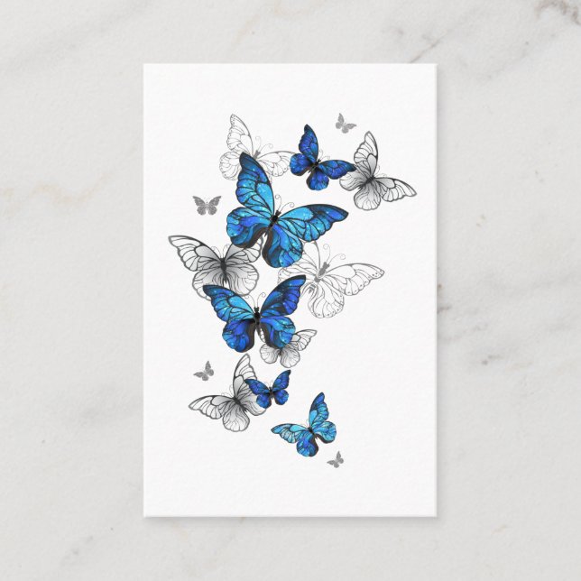 Blåflygande fjärilar Morpho Tidsbeställning Kort (Framsida)