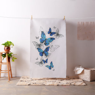 Blåflygande fjärilar Morpho Tyg