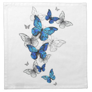 Blåflygande fjärilar Morpho Tygservett