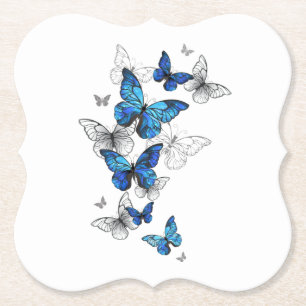 Blåflygande fjärilar Morpho Underlägg Papper