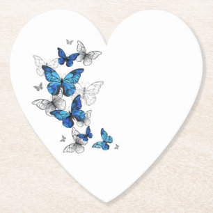Blåflygande fjärilar Morpho Underlägg Papper