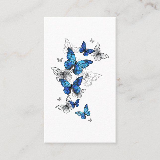 Blåflygande fjärilar Morpho Visitkort (Framsida)