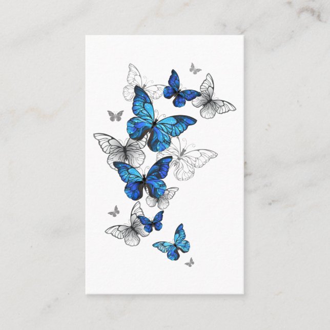Blåflygande fjärilar Morpho Visitkort (Framsida)