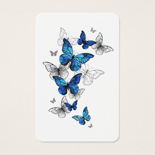 Blåflygande fjärilar Morpho Visitkort (Framsida)