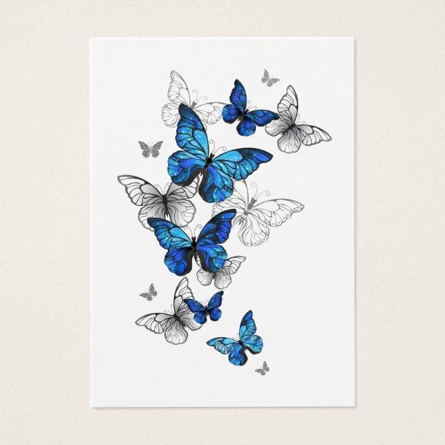 Blåflygande fjärilar Morpho Visitkort (Framsidan)