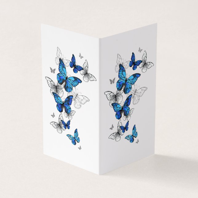 Blåflygande fjärilar Morpho Visitkort (Utsida)