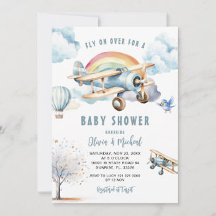 Blåflygets babybordsinbjudan Boy Blue Inbjudningar