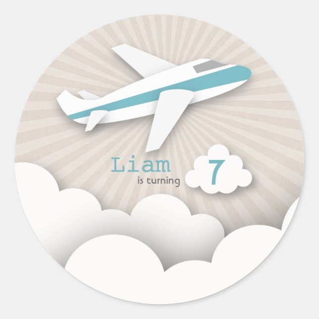 Blåflygets Födelsedagsfest Runt Klistermärke (Framsida)