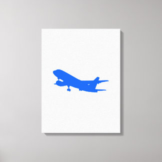 Blåflygplanet Silhouette Stretched Canvas Wall Art