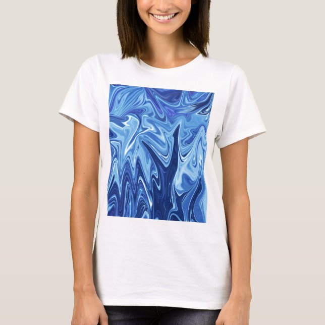 Blåflytande abstrakt mönster t shirt (Framsida)