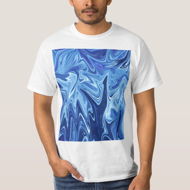 Blåflytande abstrakt mönster t shirt (Framsida)