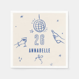 Blåfödelsedagskycklingar i hand plockade party pappersservett