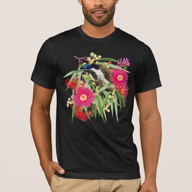 Blåfogelhonungsfågel och eukalyptus t shirt (Framsida)