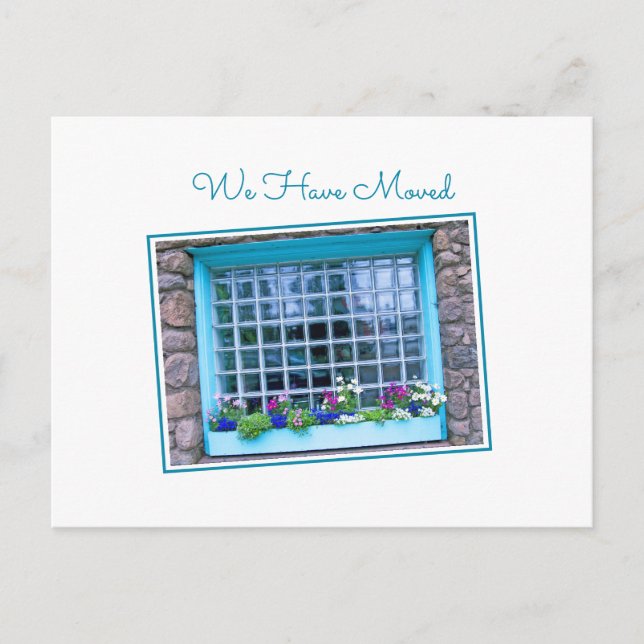 Blåfönster vi har Flyttat färglös blomruta Vykort (Framsida)