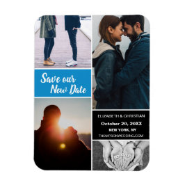 Blåförändringsdatum Spara vår nya datumfoto Bröllo Magnet