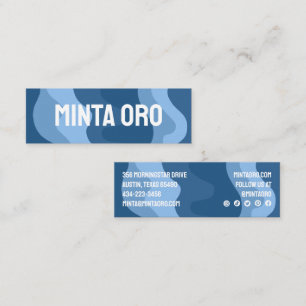 Blåformshandlade Vågigt Rand med Social-ikoner Mini Visitkort
