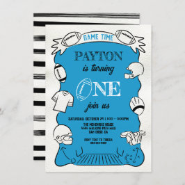 Blåfotboll 1:a födelsedag i Hand plockade Inbjudningar