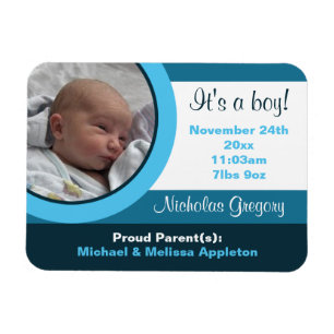 Blåfoto Birth Announcement Flex Flat Magnet