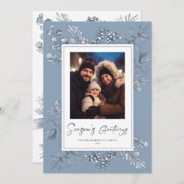 Blåfoto för botaniska julgranar julkort