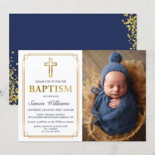 Blåfoto för den moderna Guld-flottan i Glitter Ram Inbjudningar