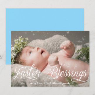 Blåfoto för Påsk Blessings-familjen Baby Julkort