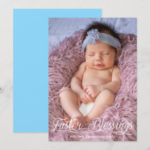 Blåfoto för Påsk Blessings-familjen Pojke Julkort