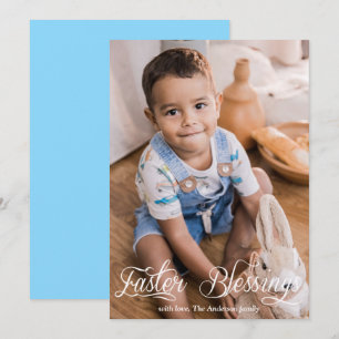 Blåfoto för Påsk Blessings-familjen Pojke Julkort