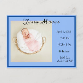 Blåfoto i nyfödd bebis vykort