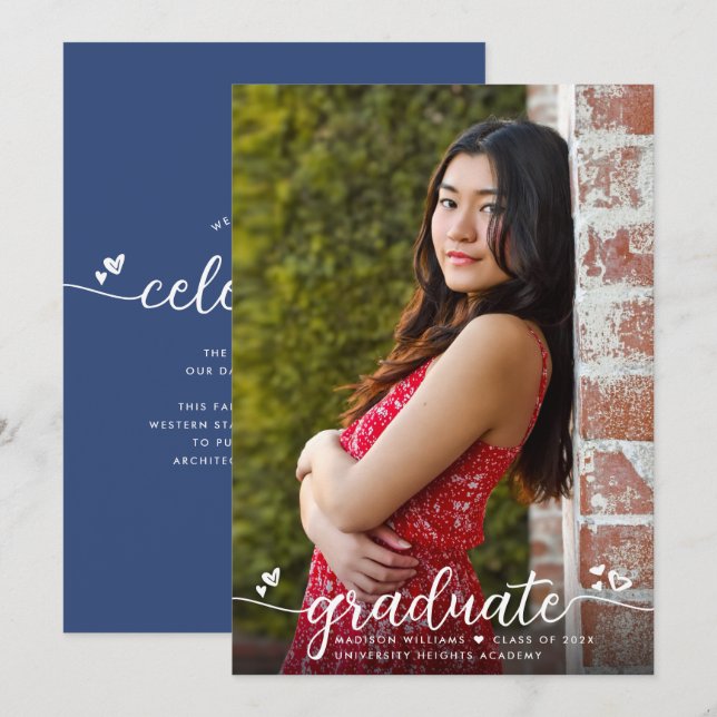 Blåfoto Studenten-calligrafi behör modern Meddelande (Fram/baksida)