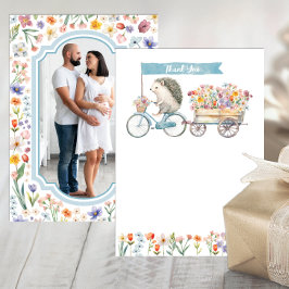 Blåfoto - tackkort - Hedgehog Baby Shower Tack Kort