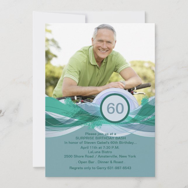 Blåfotoinbjudan till milstolpe på födelsedagen inbjudningar (Framsida)