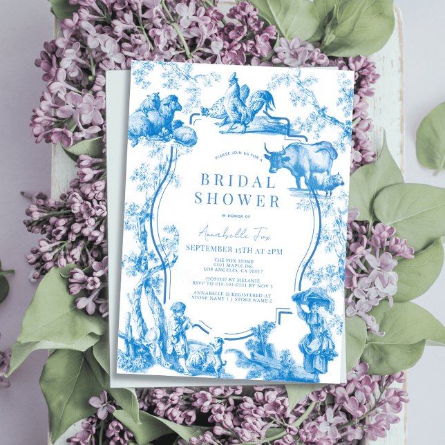 BlåFransk Land-Möhippa för lantbruksdjur Inbjudningar (Skapare uppladdad)