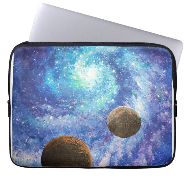 Blågalaxer och planeter laptop fodral (Framsidan)