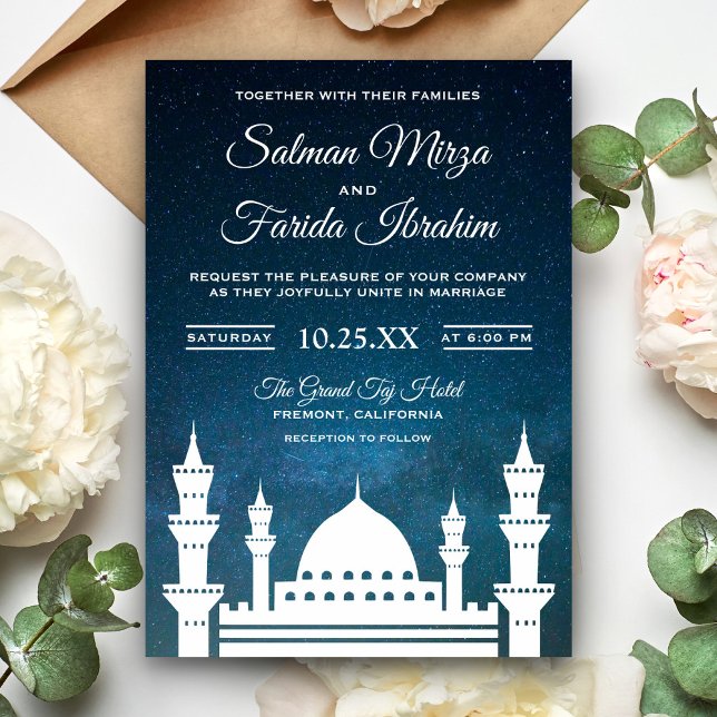 BlåGalaxy Islamic Mosque Wedding bjudande Inbjudningar (Skapare uppladdad)
