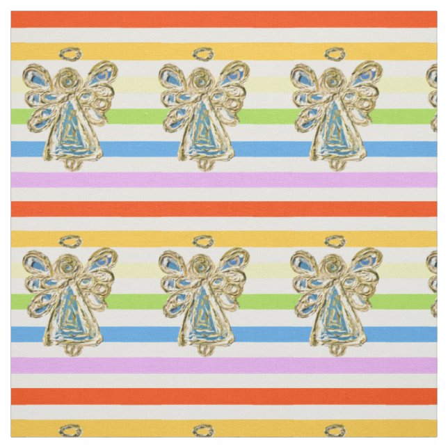 Blågel Regnbåge Rand Fabric Art Material Tyg (Provkarta)