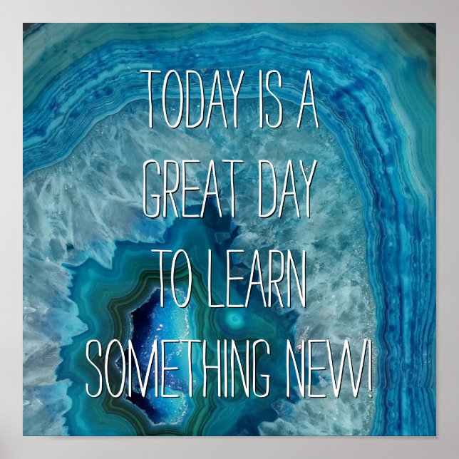 Blågeode Sten Mineral Agate Crystal Image Poster (Framsidan)