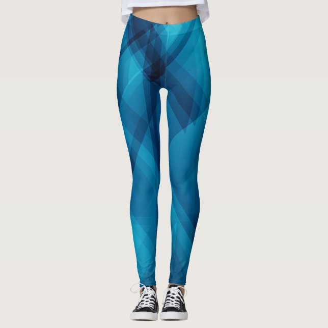 Blågeometri Leggings (Framsida)