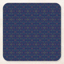 Blågeometrisk Papper Underlägg Kvadrat